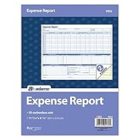 Adams Weekly Expense Report Forms, 2-Part Carbonless, White/Canary, 11.44 x 8.5 Inches, 50 Sets per Pack (9032ABF)