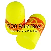 3M Ear Plugs, 200 Pairs/Box, E-A-Rsoft SuperFit 312-1256, Uncorded, Disposable, Foam, NRR 33, Drilling, Grinding, Machining, Sawing, Sanding, Welding, 1 Pair/Poly Bag