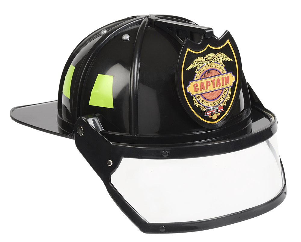 Aeromax Firefighter Helmet with Movable Visor, Black, Adjustable Size