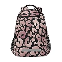 Black Rose Gold Leopard Backpacks Travel Laptop Daypack School Book Bag for Men Women Teens Kids