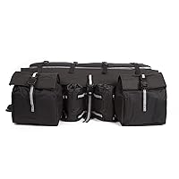 OHMOTOR ATV Cargo Bag Rear Rack Gear Bag Made of 600D Waterproof Fabric with Topside Bungee Tie-Down Storage Padded-Bottom Multi-compartment Black