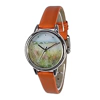 nameless Ladies Landscape Painting Watch Oragne Leather Watch Watch for Women(SS017S)
