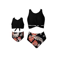 EFOFEI Family Swimwear Floral Printed Two Piece High Waist Sleeveless Tank Top Bikini Suits
