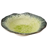TAMAKI KANADE T-962435 Shallow Bowl, Salad Bowl, Yellow, Microwave Safe, Round Tamaki Rikizo Shoten, Small Bowl, Pottery, Mino Ware, Japanese Food, 7.3 x 6.7 x 1.8 inches (18.5 x 17 x 4.5 cm)