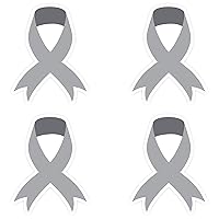 Cancer Ribbon Gray Ribbon Vinyl Sticker,Brain Cancers High Intensity Decal Sticker,Set of 4 Pack (4 Inches on Longer Side ) for Car, Truck, Bumper, Bike, Helmet, Windows, Tool Boxes, Boats, Laptops, Mugs, Tumbler, Indoor, Outdoor and Smooth Surface
