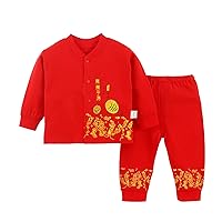 Infant Long Sleeve Red Text Print Buttons Top + Solid Colour Elasticated Waistband Pants Baby Toddler Boy Beach