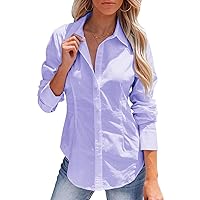 siliteelon Women's Button Down Shirts Long Sleeve Dress Shirts Wrinkle Free Collared Work Office Solid Blouses Corset Tops