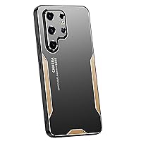 Ultra-Thin Mobile Phone case for Samsung Galaxy S24 Ultra/S24 Plus/S24 Aviation Aluminum Alloy Shell Oil-Proof Heat Dissipation Anti-Fall Shockproof (Gold,S24Ultra)
