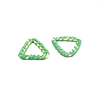Rattan Wood Earring Finding | Handmade Natural Green Interwoven Reed Jewelry Component | Sold in Pairs | Triangle