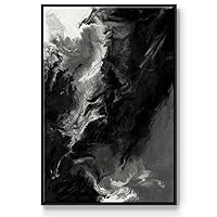 Canvas Black Floating Frame Art Picture & Prints Black White Color Transitions Abstract Artwork for Bedroom Office Home Decor - 17