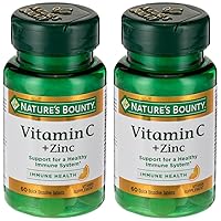 Nature's Bounty, Vitamin C + Zinc, Supports Immune Health, Vitamin Supplement, 60 mg, 60 Tablets (Pack of 2)