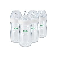 NUK Simply Natural Baby Bottle with SafeTemp, Neutral, 9 Oz, 4 Count