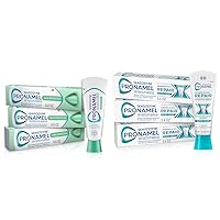 Sensodyne Pronamel Toothpaste Bundle for Sensitive Teeth with Daily Protection 4 Ounce Mint Essence Pack of 3 and Intensive Enamel Repair 3.4 Ounces Extra Fresh Pack of 3