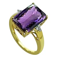 Carillon Amethyst February Birthstone Ring 14X10MM Natural Gemstone 925 Sterling Silver Ring Wedding Ring (Yellow Gold Plated) for Women