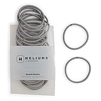 Heliums Large Hair Ties - Gray - 30 Pack, 2.25 Inch Thick Ponytail Holders, 4mm Hair Elastics