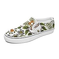 Christmas Birds and Deers Stripes Women's and Man's Slip on Canvas Non Slip Shoes for Women Skate Sneakers (Slip-On)