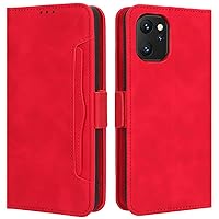 Umidigi F3 5G Case, Magnetic Full Body Protection Shockproof Flip Leather Wallet Case Cover with Card Holder for Umidigi F3 5G 4G / F3 SE / F3S Phone Case (Red)