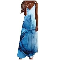 Ladies Sleeveless Spaghetti Strap Dress Dress for Women Vneck Beach Hawaiian Maxi Long Summer Fall Dress 2024