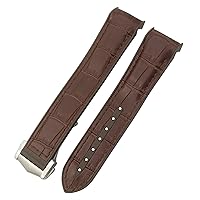 19mm 20mm 21mm 22mm Rubber Leather Watchband Fit for Omega Planet Ocean Seamaster Diver 300 Silicone Nylon Sports Watch Strap (Color : Brown Brown Leather, Size : 22mm)