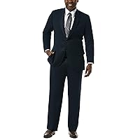 Haggar Men's Big and Tall J.m Premium Stretch Classic Fit 2-Button Coat, Dark Navy, 54L with Plain Front Pant, Dark Navy, 48Wx30L