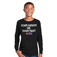 Personalized Shirt for Kids Girls Boys Long Sleeve DIY Your Image Photo Text Custom Tee Front/Back Print