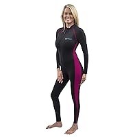 Women Full Body Coverup Swimsuit Stinger Suit UV Protection UPF50+ Black Fuchsia Stitch