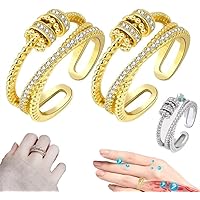 Threanic Triple-Spin Ring (Adjustable Ring), Threanic Triple-Spin Ring, Ring for Weight Loss, Rings, Feelief Zirconica Triple Fidget Ring, Open Anti Anxiety Ring (Color : C-2pc)