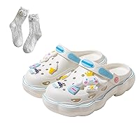 Kawaii Clogs Shoes Girls Shower Sandals Non-Slip Casual Slippers Cute Cartoon Thick-Soled Baotou Beach Slides