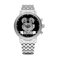 luxury watch brand popular, classy watch brand popular, give to yourself or relatives friends lovers men watch personality pattern watch 518. black and gray schnauzer watch, Silver, Bracelet Type