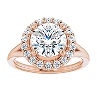 2 CT Round Cut Moissanite Engagement Rings for Women Wedding Bridal Ring Set 925 10K 14K 18K Solid Rose Gold Solitaire Halo Eternity Vintage Anniversary Promise Purpose Gift for Her