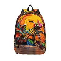 Canvas Backpack for Men Women Laptop Backpack Colorful bicycle Travel Rucksack Lightweight Canvas Daypack