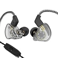 YINYOO CCZ Melody Gaming Earbuds Wired in-Ear Earphones with Microphone IEM HiFi Bass with 1DD 1BA Hybrid, Detachable Cable for Smartphones/PC/Tablet/Gaming/Video/Music/Calling(with mic, Clear Black)
