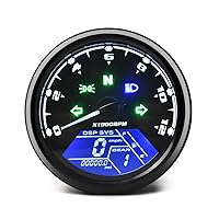 Qiilu Motorcycle Speedometer 60mm Black Motorcycle Odometer Speedometer Gauge with indicator 