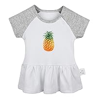 Fruit Pineapple Pattern Cute Dresses, Newborn Infant Baby Girls Princess Dress, Toddler Kids Ruffles Cotton Clothing