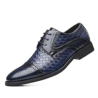 Men's Business Casual Dress Shoes Italy Prince Classic Wingtip Lace-Up Brogues Modern Formal Woven Leather Oxfords