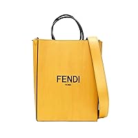 FENDI Roma 2Way Vitello Embossed Yellow Leather Crossbody Shopping Tote Bag