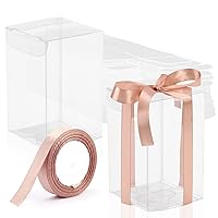 Rocutus Clear Candy Gift Box,15 Pack Empty Clear PVC Plastic Boxes Gift Boxes for Party Favors, Wedding, Birthday Presents, Candy, Cupcakes, Jewelry,Christmas Gift Packing(4.7 x 4.7 x 7.8 Inch)