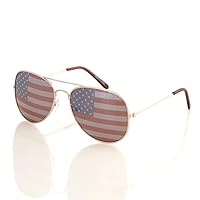 Aviator USA America American Flag Sunglasses - Great Accesory for 4th of July (Gold, Multi)