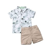 CIYCUIT Toddler Baby Boys Summer Print Shirt Outfits Clothes Short Sleeve Button Down Tops + Shorts Set