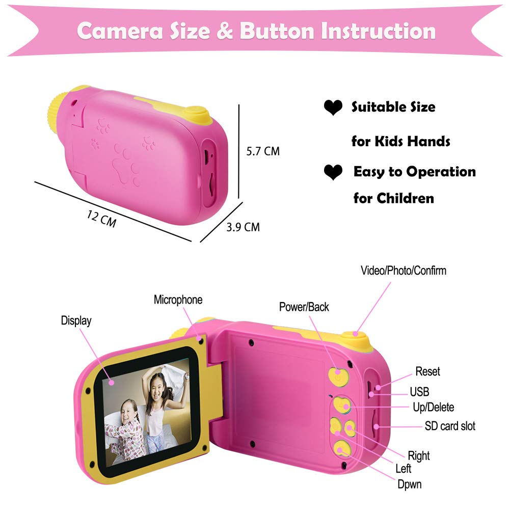 Kids Video Camera Camcorder for Girls Gift, 1080P FHD Digital Kids Camera Camcorder Children Camera DV with 32GB SD Card & 2.4