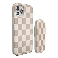 Casely Bundle with Case Compatible with iPhone 13 Pro Case Power Pod MagSafe Compatible Battery Pack | Fit Check | Neutral Checkerboard Checkered | Compatible with MagSafe
