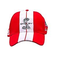 Shelby Super Snake Red Cap Hat, Two Stripes Shelby Cobra Design Racing Performance Hat, Officially Licensed Shelby® Product, One Size, Plain (Getaway Solids), Large, Getaway Solids