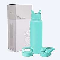 Simple Modern Water Bottle with Straw, Handle, and Chug Lid Vacuum Insulated Stainless Steel Metal Thermos Bottles | Large Leak Proof BPA-Free Sports Flask | Summit Collection | 40oz, Ocean Water