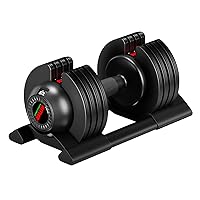 Adjustable Dumbbell, 22lb/44lb/52lb Dumbbell Set with Tray for Workout Strength Training Fitness, Adjustable Weight Dial Dumbbell with Anti-Slip Handle and Weight Plate for Home Exercise