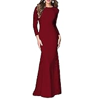 Women's Long Lace Mermaid Evening Dresses with Sleeves Spandex Prom Formal Gowns