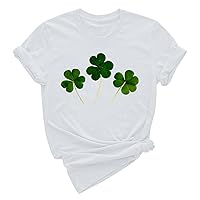 Womens St Patricks Day T-Shirt Trendy Shamrock Print Tops Casual Short Sleeve Tees Shirts Irish Green T Shirt