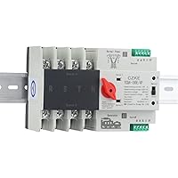 YCQ4-100E/4P 220V AC 8kA Din Rail ATS Switches Uninterrupted Power Dual Power Automatic Transfer Switch 63A 100A (Color : 4P, Size : 100A)