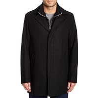 Cole Haan mens Classic Melton Top Coat With Faux Leather Details