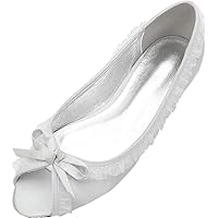 Womens Peep Toe Bow Sandals Wedding Slip On Shoes for Bride Silver US 10.5