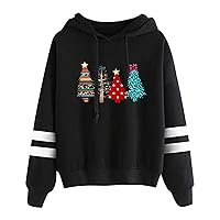 Hoodies For Women Fashion Christmas Tree Print Sweatshirt Teen Girls Long Sleeve Pullover Fall Winter Drawstring Tops